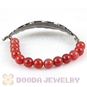 Red Agate Feather Beaded Bracelets Wholesale 