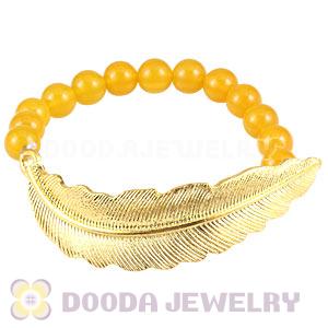 Yellow Agate Feather Beaded Bracelets Wholesale 