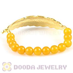 Yellow Agate Feather Beaded Bracelets Wholesale 