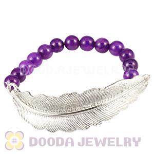 Purple Agate Feather Beaded Bracelets Wholesale 