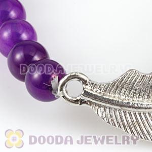 Purple Agate Feather Beaded Bracelets Wholesale 