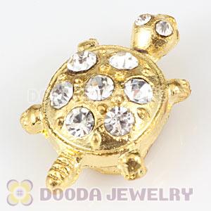 Handmade Gold Plated Turtle Charms Beads With Crystal Wholesale