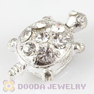 Handmade Silver Plated Turtle Charms Beads With Crystal Wholesale