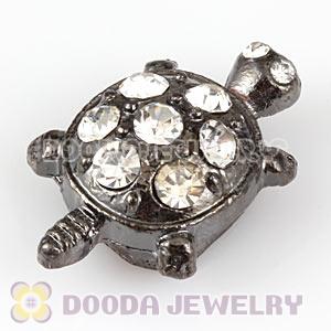 Handmade Gun Black Plated Turtle Charms Beads With Crystal Wholesale