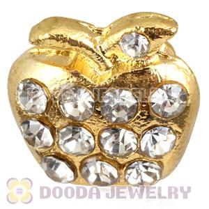 Handmade Gold Plated Apple Charms Beads With Crystal Wholesale