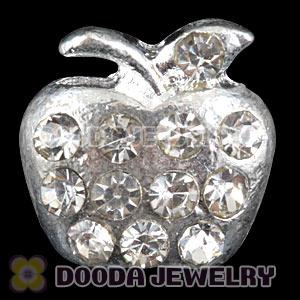 Handmade Silver Plated Apple Charms Beads With Crystal Wholesale