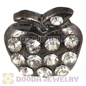 Handmade Gun Black Plated Apple Charms Beads With Crystal Wholesale