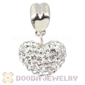 Sterling Silver European Dangle Austrian Crystal Heart Charm Beads