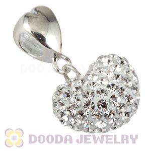 Sterling Silver European Dangle Austrian Crystal Heart Charm Beads