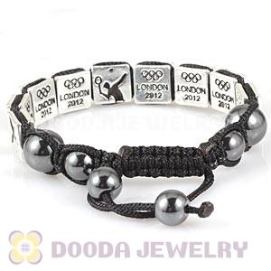 Handmade London 2012 Olympics Badminton Square Alloy Bracelets With Hematite