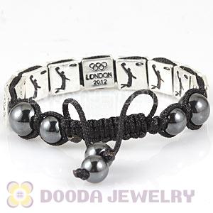 Handmade London 2012 Olympics Basketball Square Alloy Bracelets With Hematite