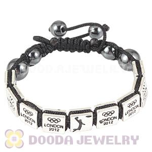 Handmade London 2012 Olympics Basketball Square Alloy Bracelets With Hematite