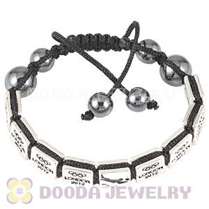 Handmade London 2012 Olympics Beach Volleyball Square Alloy Bracelets With Hematite