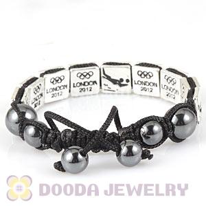 Handmade London 2012 Olympics Beach Volleyball Square Alloy Bracelets With Hematite