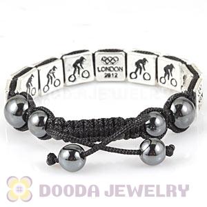 Handmade London 2012 Olympics Cycling BMX Square Alloy Bracelets With Hematite