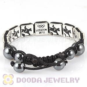 Handmade London 2012 Olympics Equestrian Eventing Square Alloy Bracelets With Hematite