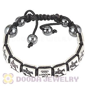 Handmade London 2012 Olympics Equestrian Eventing Square Alloy Bracelets With Hematite