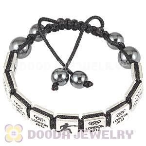Handmade London 2012 Olympics Fencing Square Alloy Bracelets With Hematite
