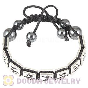 Handmade London 2012 Olympics Handball Square Alloy Bracelets With Hematite