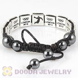 Handmade London 2012 Olympics Handball Square Alloy Bracelets With Hematite