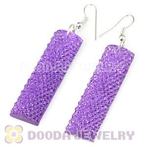 Basketball Wives Purple Crystal Bamboo Hoop Earrings Cheap