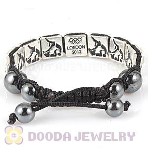Handmade London 2012 Olympics Judo Square Alloy Bracelets With Hematite