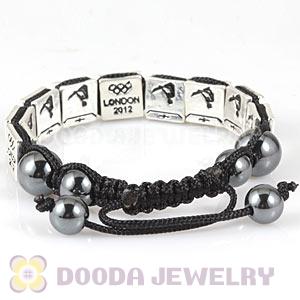 Handmade London 2012 Olympics Gymnastics Trampoline Square Alloy Bracelets With Hematite