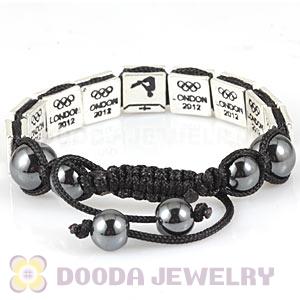 Handmade London 2012 Olympics Gymnastics Trampoline Square Alloy Bracelets With Hematite