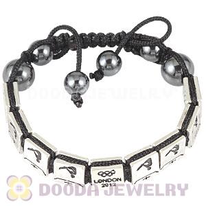 Handmade London 2012 Olympics Gymnastics Trampoline Square Alloy Bracelets With Hematite