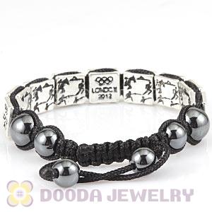 Handmade London 2012 Olympics Modern Pentathlon Square Alloy Bracelets With Hematite
