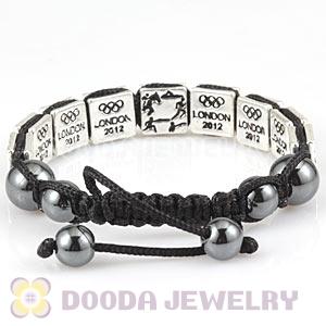 Handmade London 2012 Olympics Modern Pentathlon Square Alloy Bracelets With Hematite