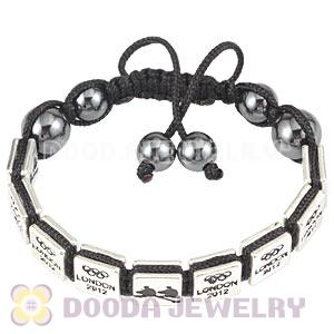 Handmade London 2012 Olympics Rowing Square Alloy Bracelets With Hematite