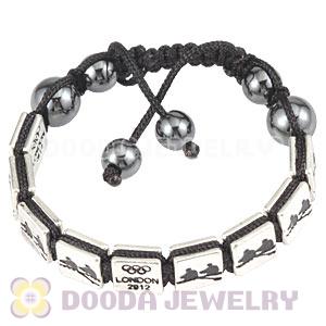 Handmade London 2012 Olympics Rowing Square Alloy Bracelets With Hematite