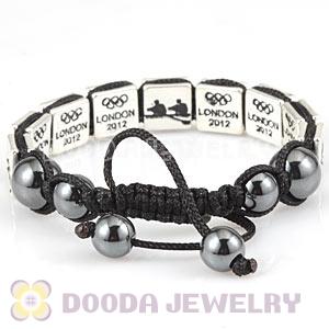 Handmade London 2012 Olympics Rowing Square Alloy Bracelets With Hematite