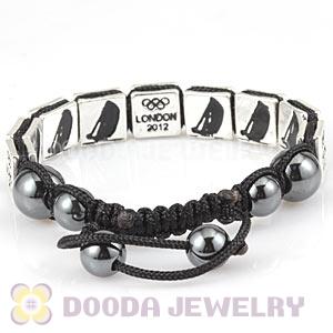 Handmade London 2012 Olympics Sailing Square Alloy Bracelets With Hematite