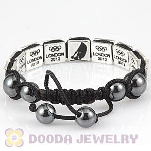 Handmade London 2012 Olympics Sailing Square Alloy Bracelets With Hematite