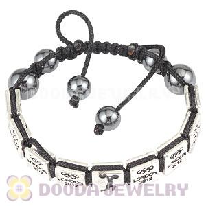 Handmade London 2012 Olympics Weightlifting Square Alloy Bracelets With Hematite