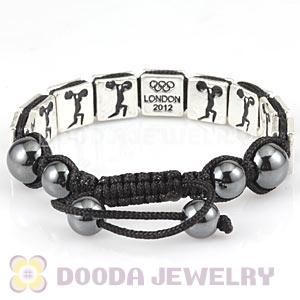 Handmade London 2012 Olympics Weightlifting Square Alloy Bracelets With Hematite