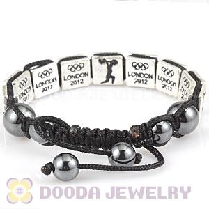 Handmade London 2012 Olympics Weightlifting Square Alloy Bracelets With Hematite