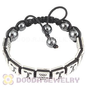 Handmade London 2012 Olympics Weightlifting Square Alloy Bracelets With Hematite