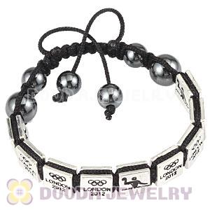 Handmade London 2012 Olympics Water Polo Square Alloy Bracelets With Hematite