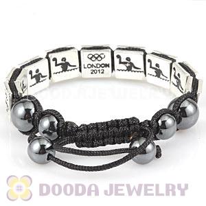Handmade London 2012 Olympics Water Polo Square Alloy Bracelets With Hematite