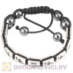 Handmade London 2012 Olympics Water Polo Square Alloy Bracelets With Hematite