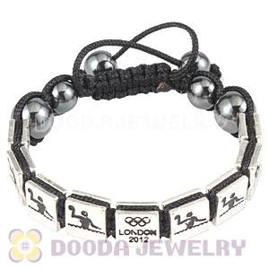 Handmade London 2012 Olympics Water Polo Square Alloy Bracelets With Hematite