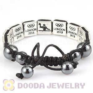 Handmade London 2012 Olympics Water Polo Square Alloy Bracelets With Hematite