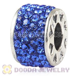 925 Sterling Silver Romance Charm Beads With Blue Austrian Crystal Wholesale 
