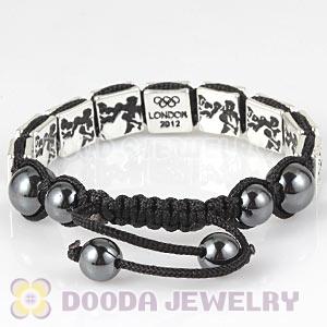 Handmade London 2012 Olympics Boxing Square Alloy Bracelets With Hematite