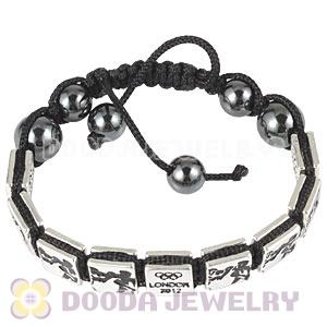 Handmade London 2012 Olympics Boxing Square Alloy Bracelets With Hematite