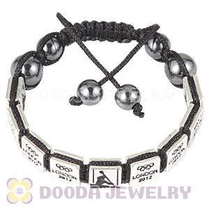 Handmade London 2012 Olympics Canoe Slalom Square Alloy Bracelets With Hematite