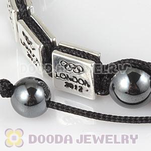 Handmade London 2012 Olympics Canoe Slalom Square Alloy Bracelets With Hematite